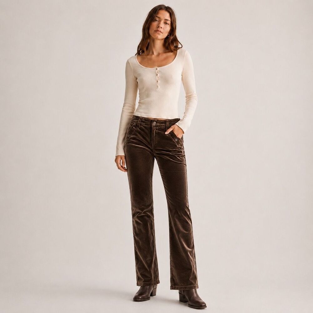 ETRO Womens Chocolate Brown Spa Via Spartaco 3 Mid Rise Velour Velvet Straight M